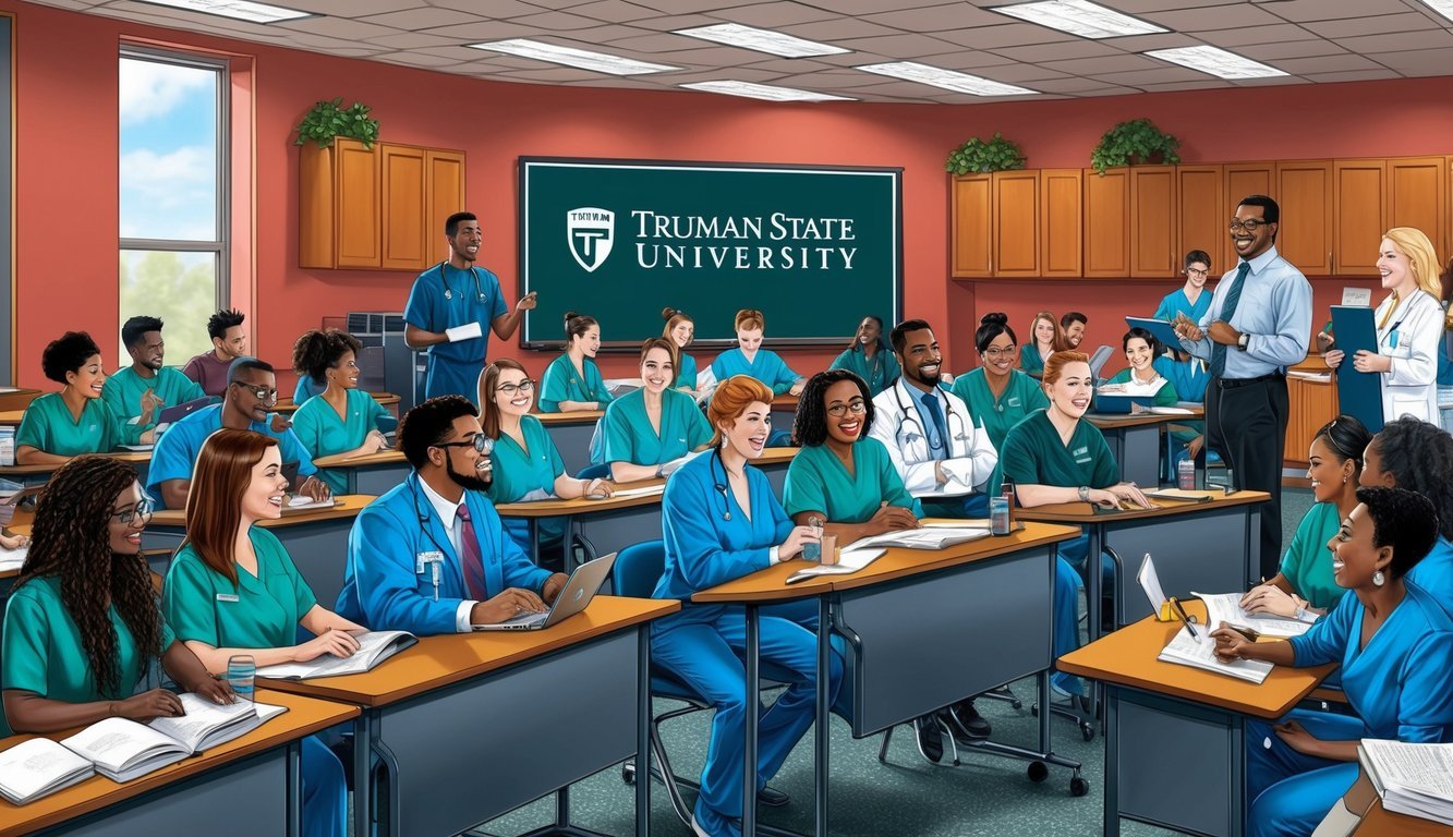 A bustling classroom at Truman State University, filled with eager nursing students and engaging instructors