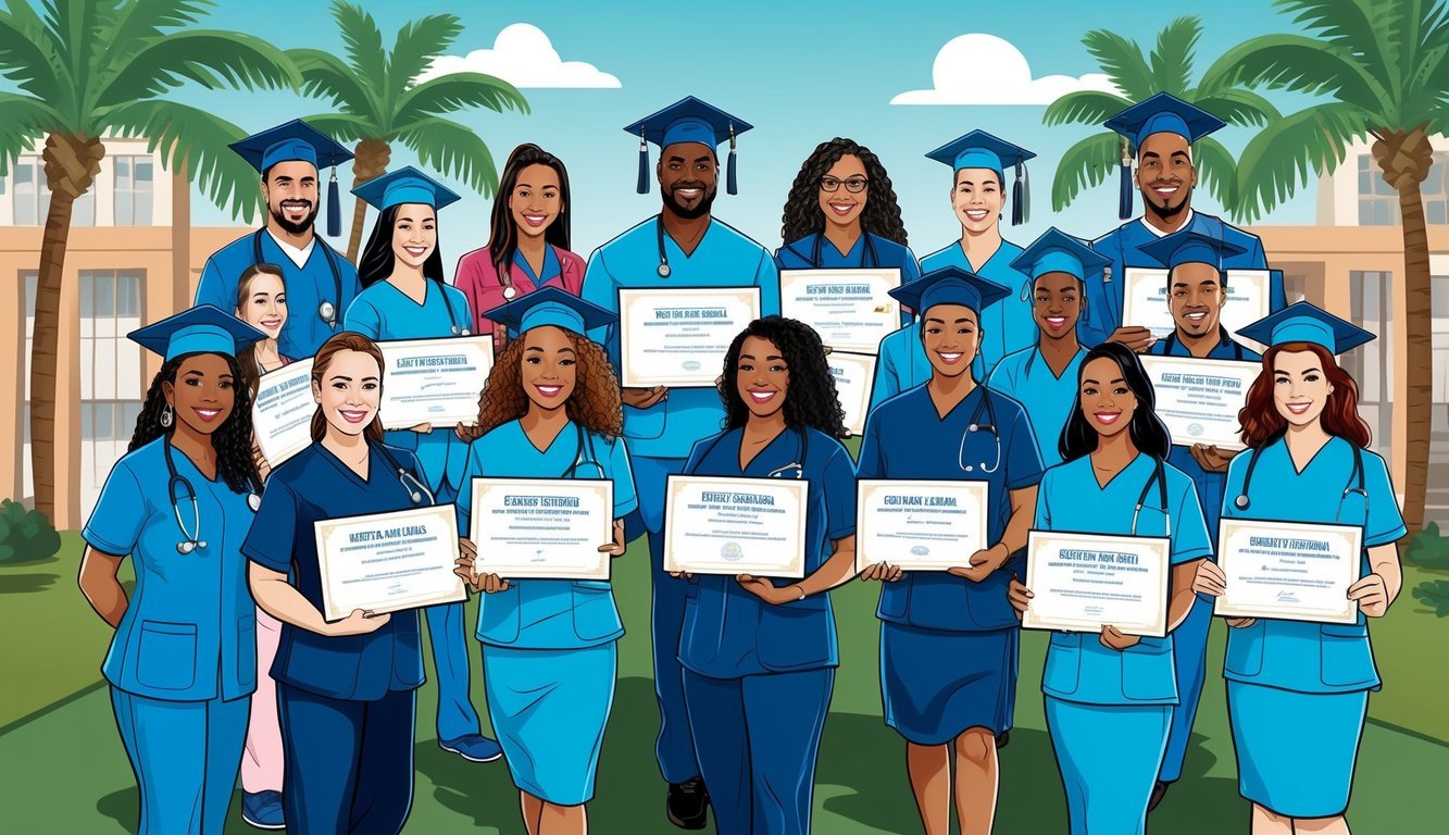 A group of nursing students in Florida receiving their licensure certificates and exploring post-graduation opportunities