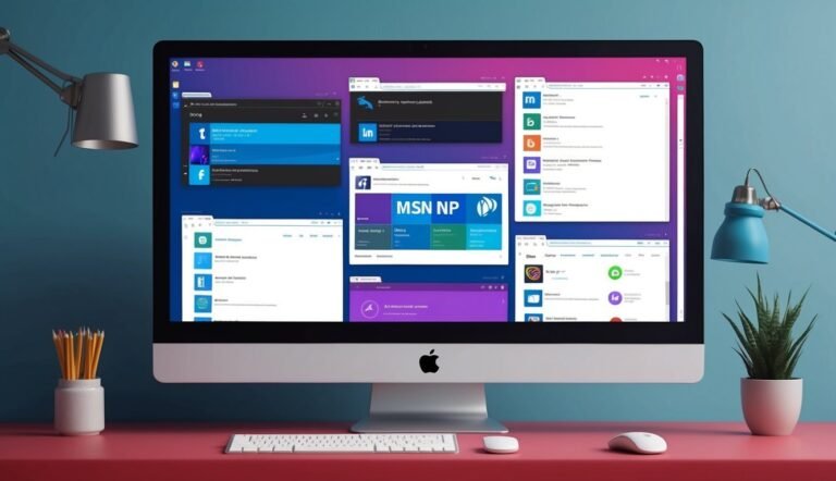 Desktop computer screen displaying multiple open windows with various websites
