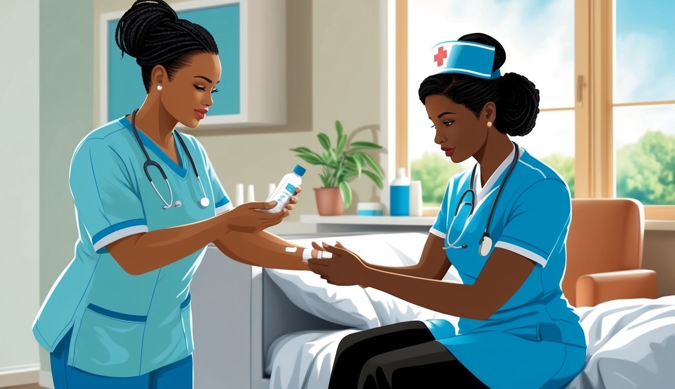 A nurse providing direct care services outside of their regular job, such as administering medication, checking vitals, or providing wound care in a home setting