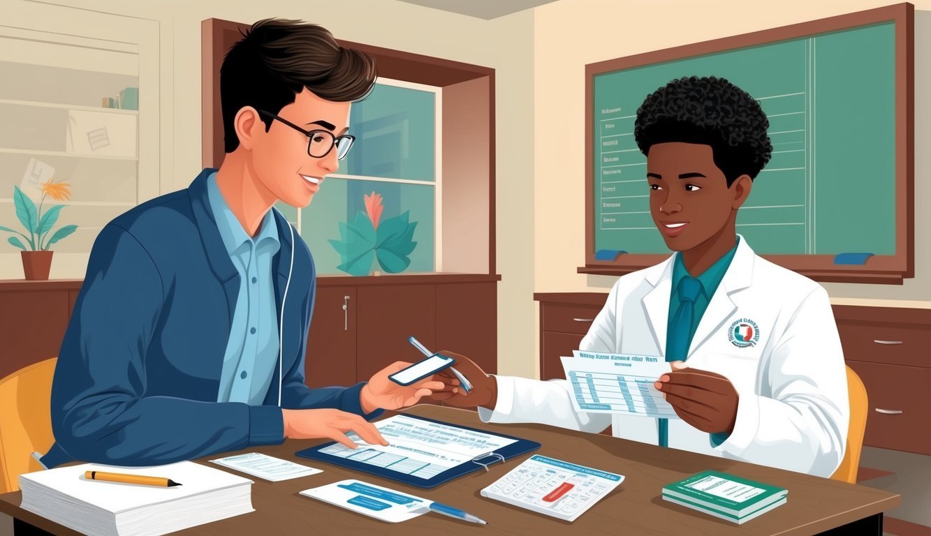 A person registering for a test, receiving accommodation, and checking their scores