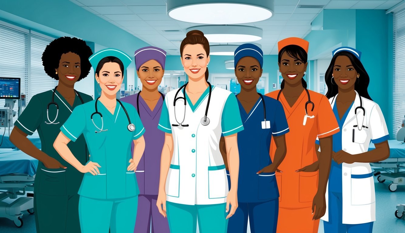 A group of nurses in different specializations working at a hospital in Florida