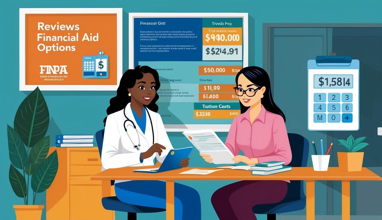 A nursing student in Florida reviewing financial aid options and tuition costs for nursing school