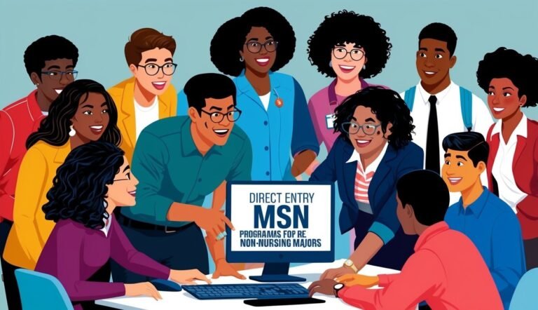 Diverse group of people around a computer screen with MSN program information