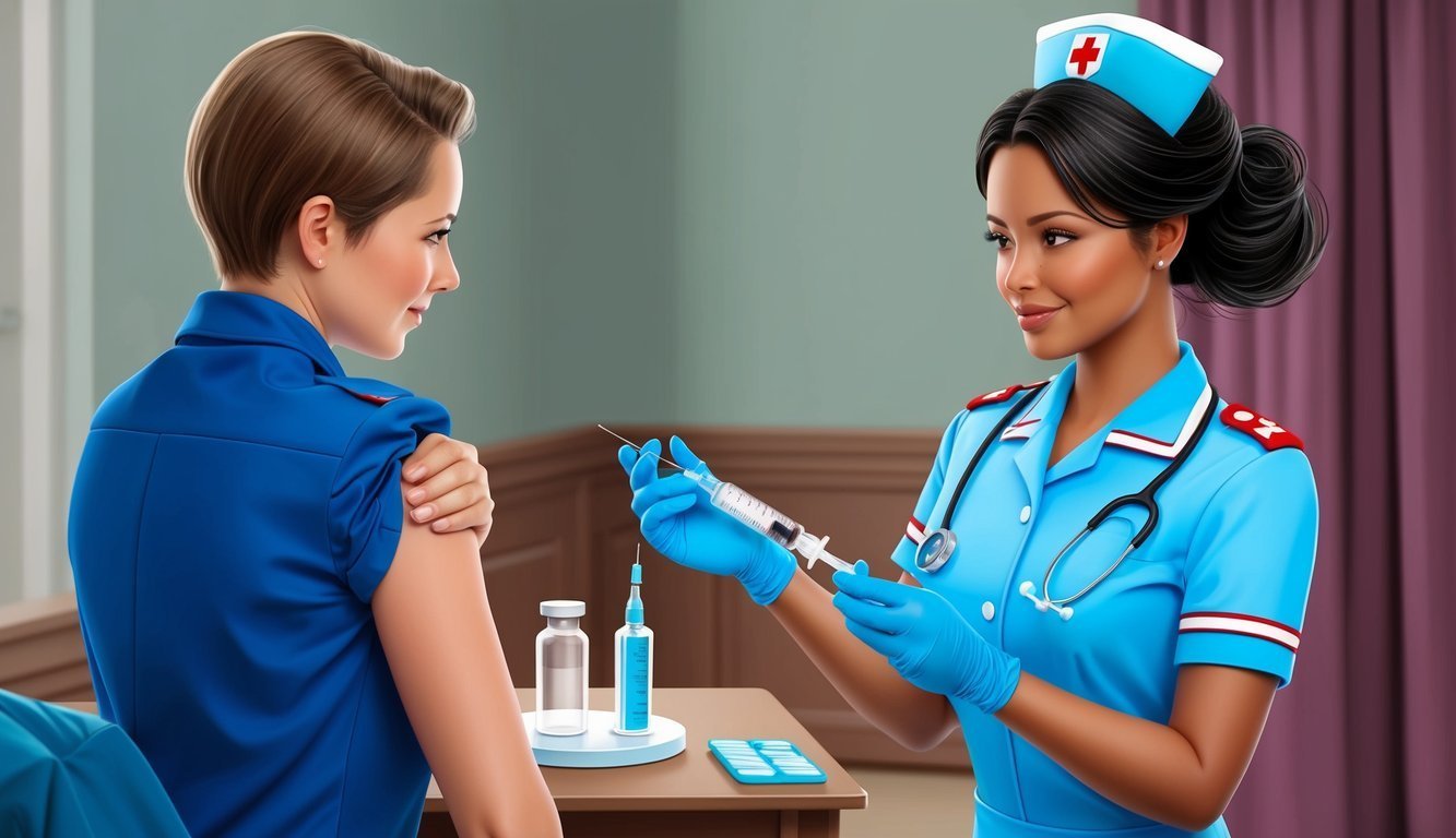 Nurse preparing to give a vaccine injection to a patient