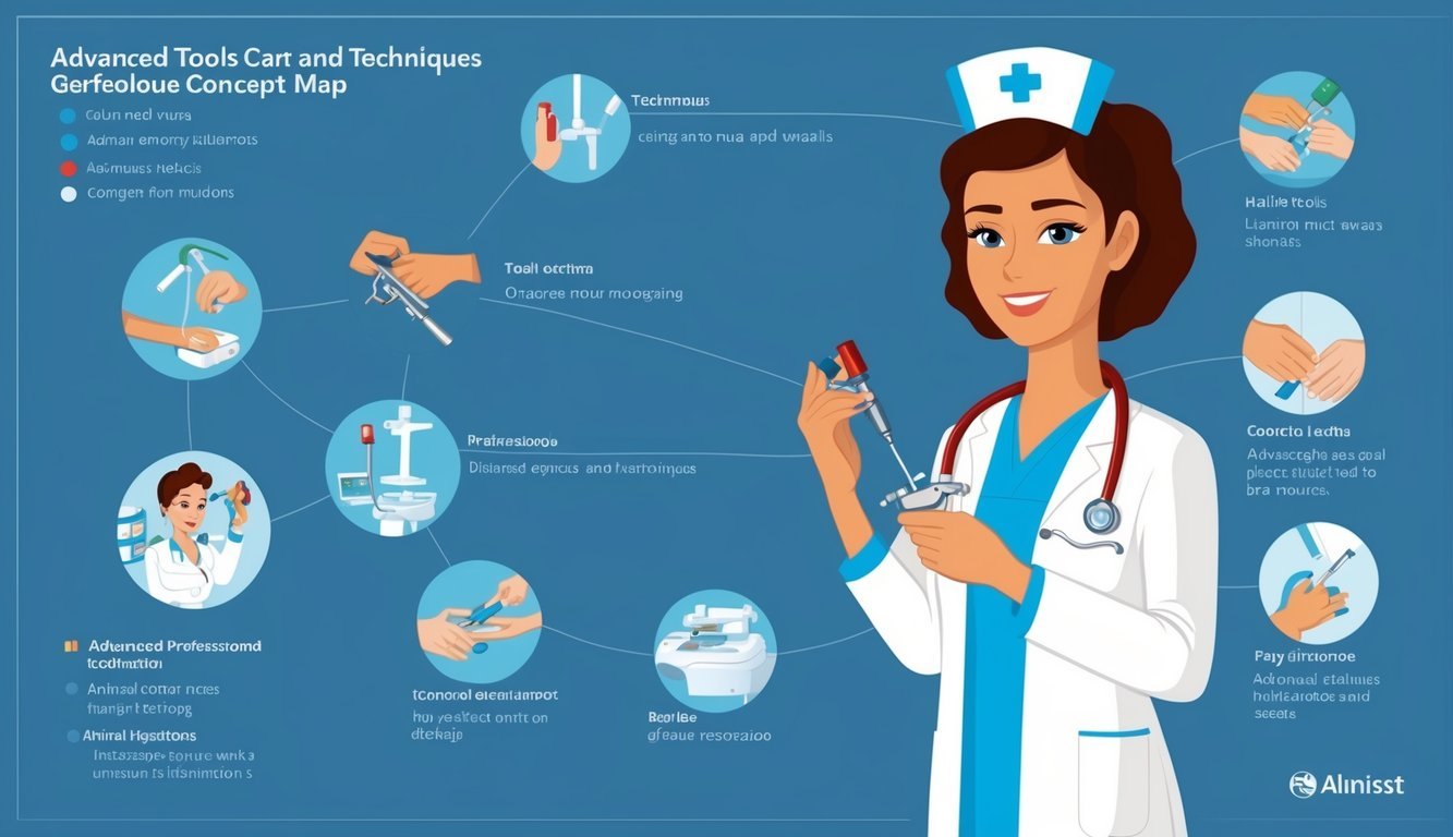 A nurse using advanced tools and techniques in a concept map