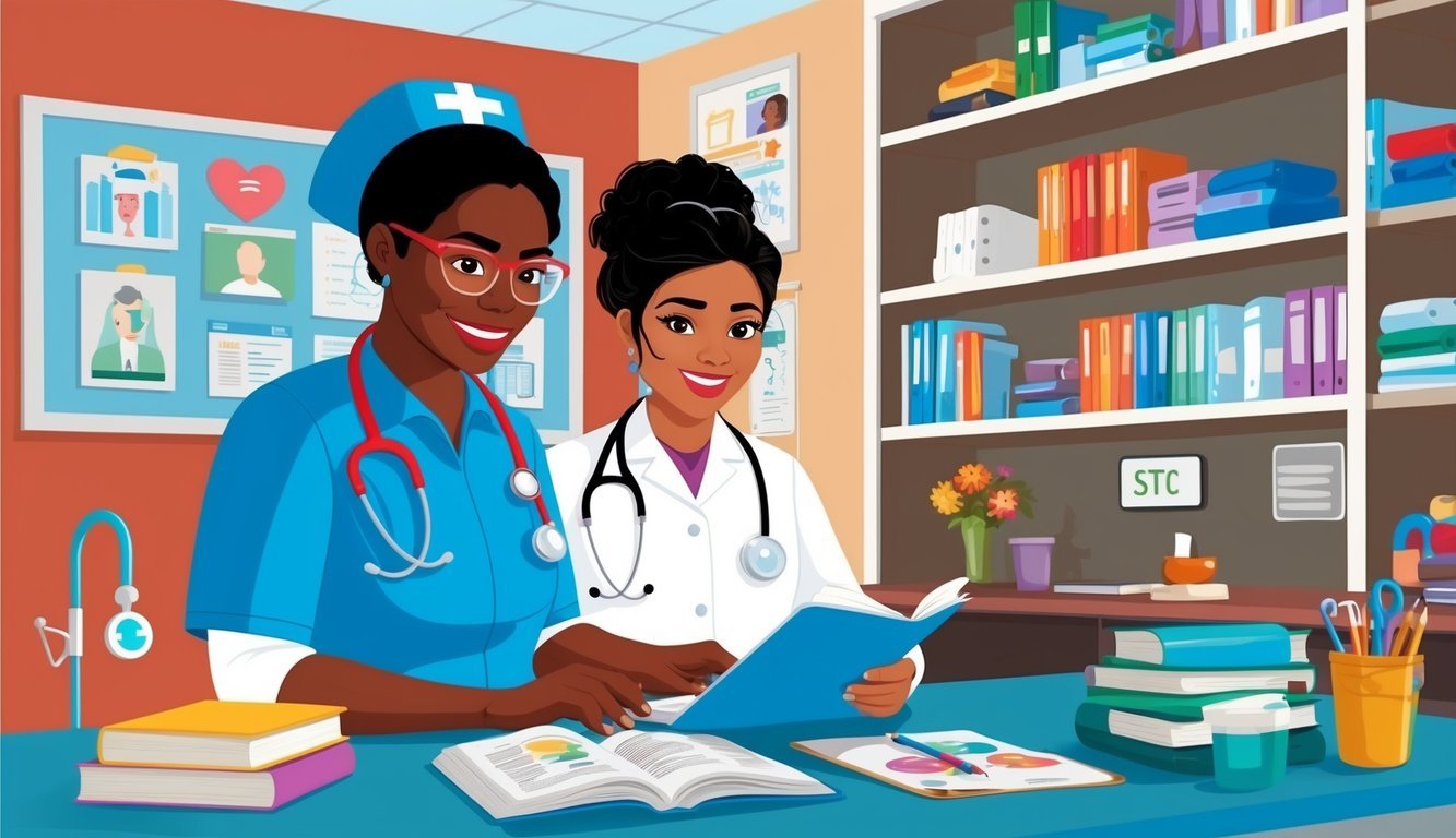 A pediatric nurse practitioner studying in a clinical setting with diverse patient populations