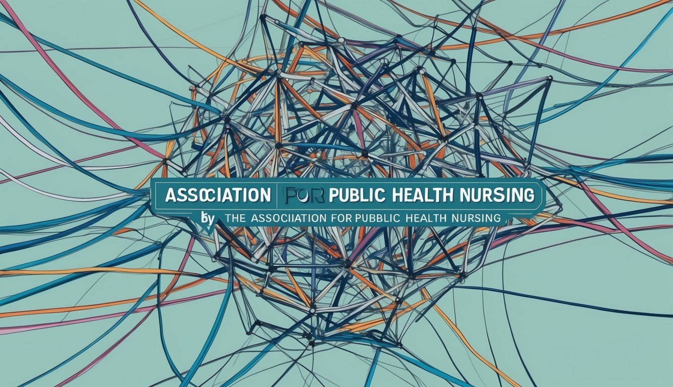 A tangled web of interconnected lines, representing the complex challenges faced by the Association for Public Health Nursing