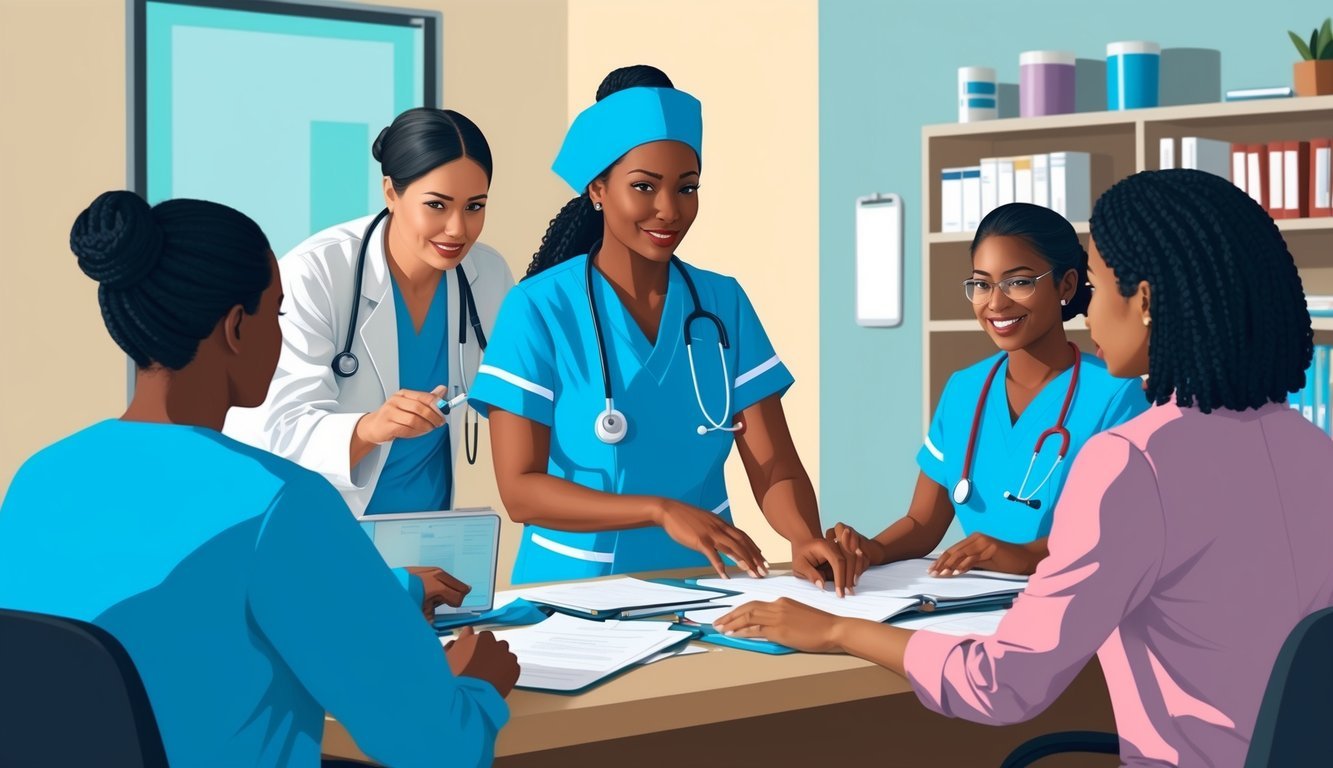 A clinical nurse specialist conducting patient assessments and collaborating with healthcare team