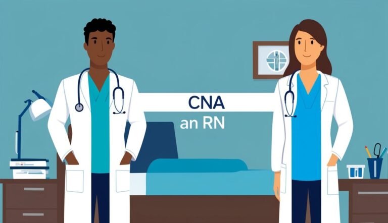 Two medical professionals with stethoscopes in a hospital room