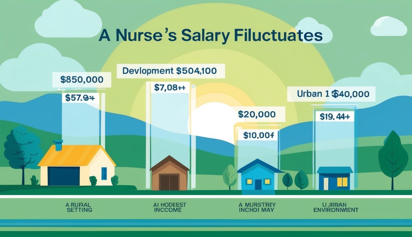 A nurse's salary fluctuates with the landscape.</p><p>A rural setting may show a modest income, while an urban environment may depict a higher wage