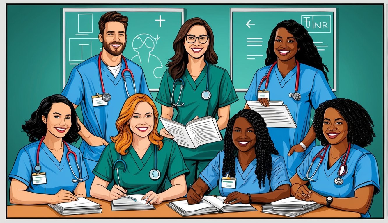 A group of nursing students in Washington state transition from classroom learning to hands-on clinical practice, symbolizing their advancement in their nursing programs