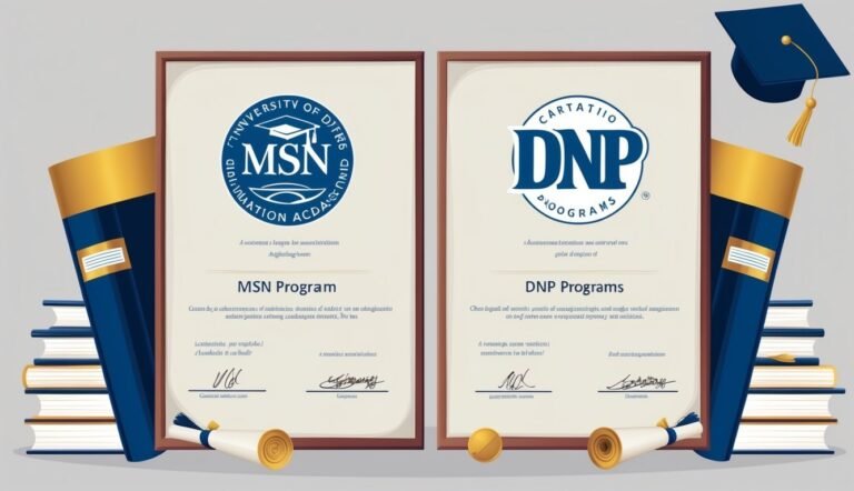 Two framed diplomas, books, a graduation cap, and rolled certificates