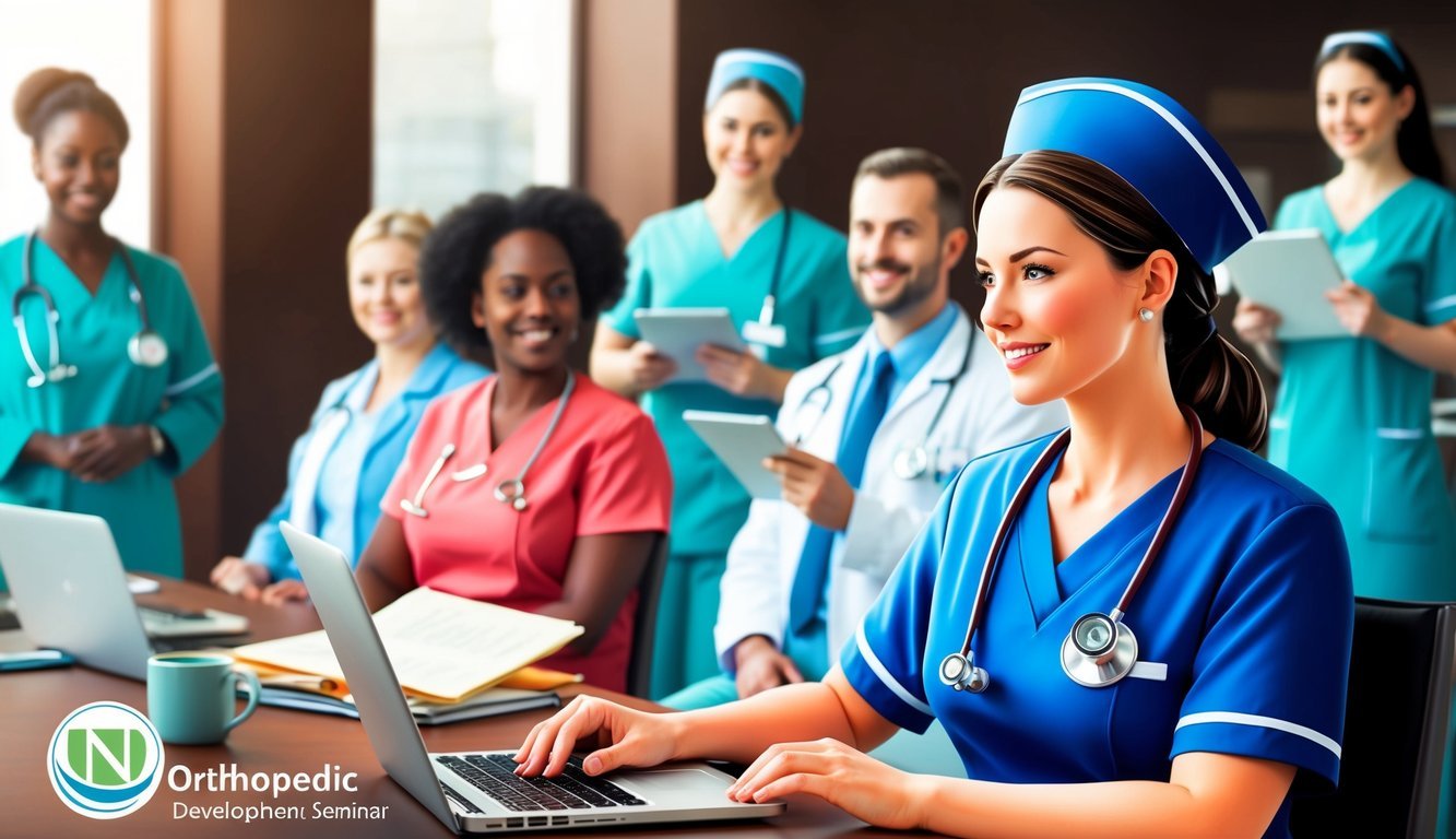 An orthopedic nurse attending a professional development seminar hosted by a nursing association