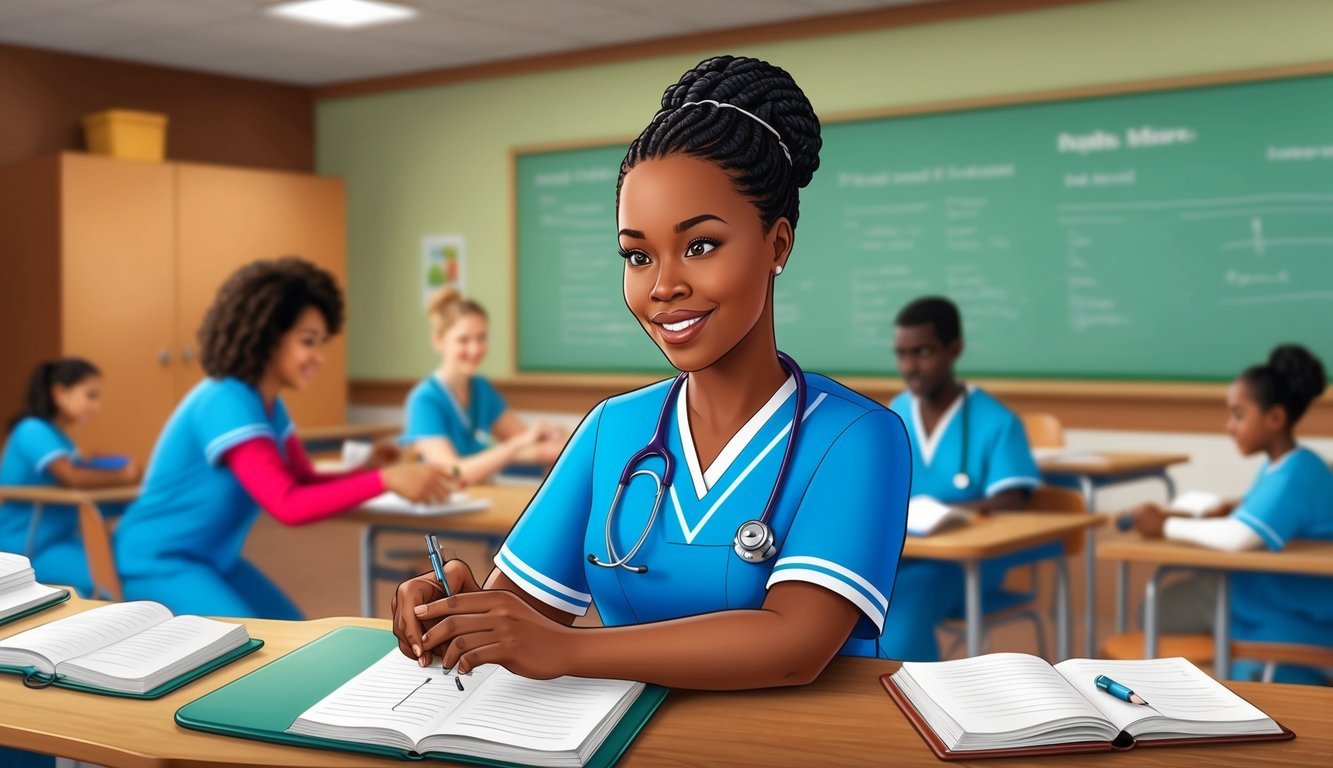 A person quickly learning and demonstrating nursing skills in a classroom setting