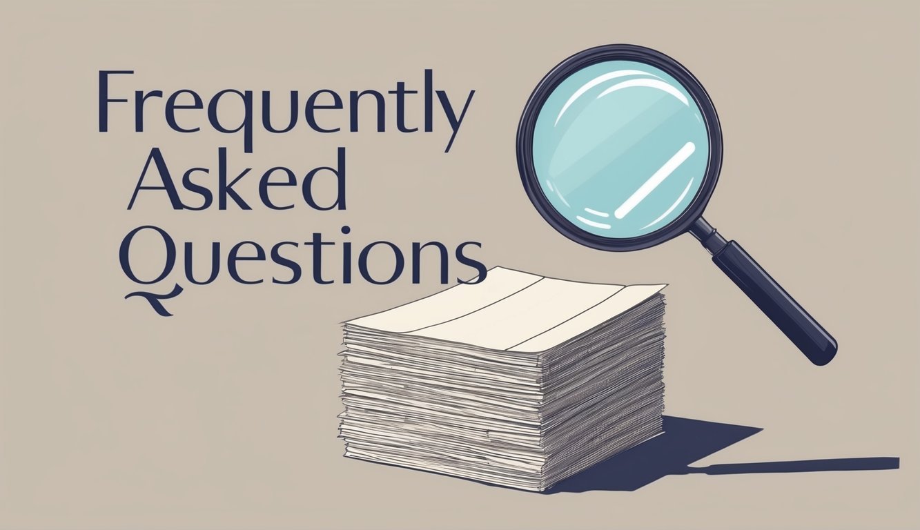 A stack of paper with a magnifying glass hovering over the words "Frequently Asked Questions."