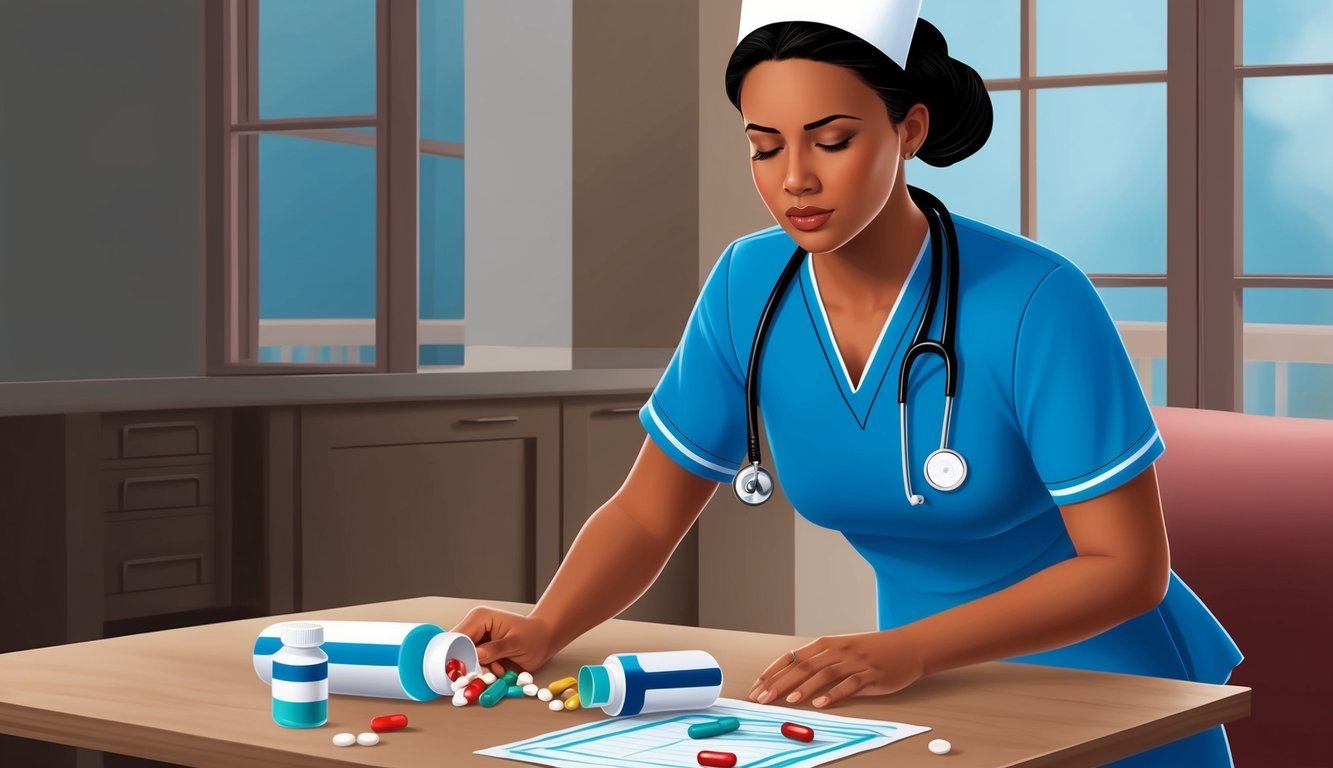 A nurse neglects to properly administer medication, leaving it on a nearby table