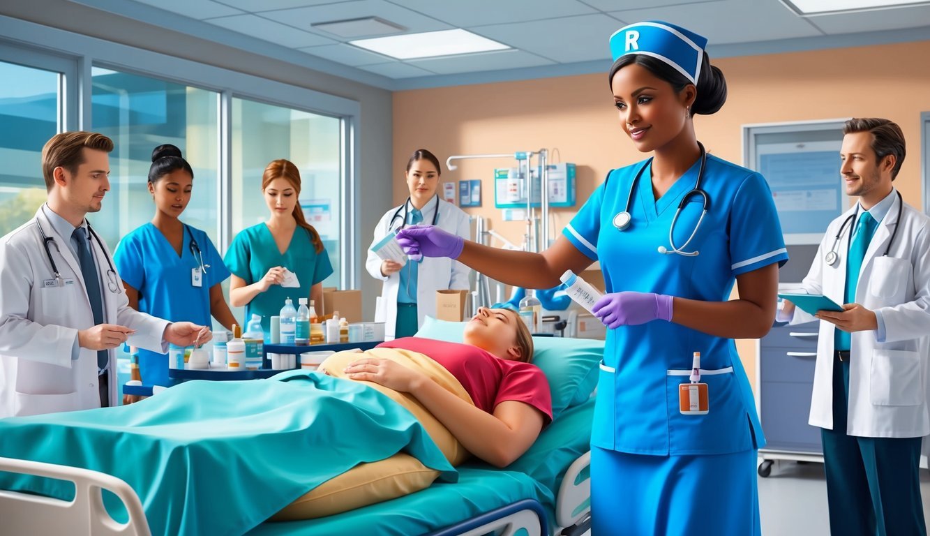 An ER nurse assesses patients, administers medication, and assists doctors in a busy hospital setting