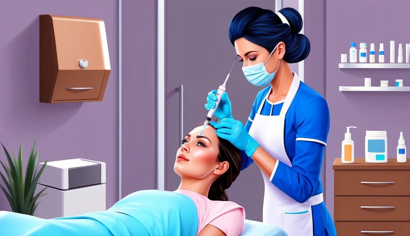 A nurse injector performing aesthetic procedures in a clinical setting