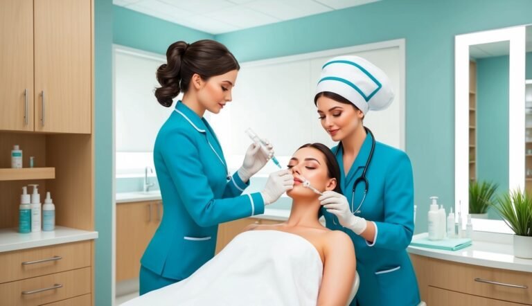 Two nurses administering an injection to a patient in a medical setting