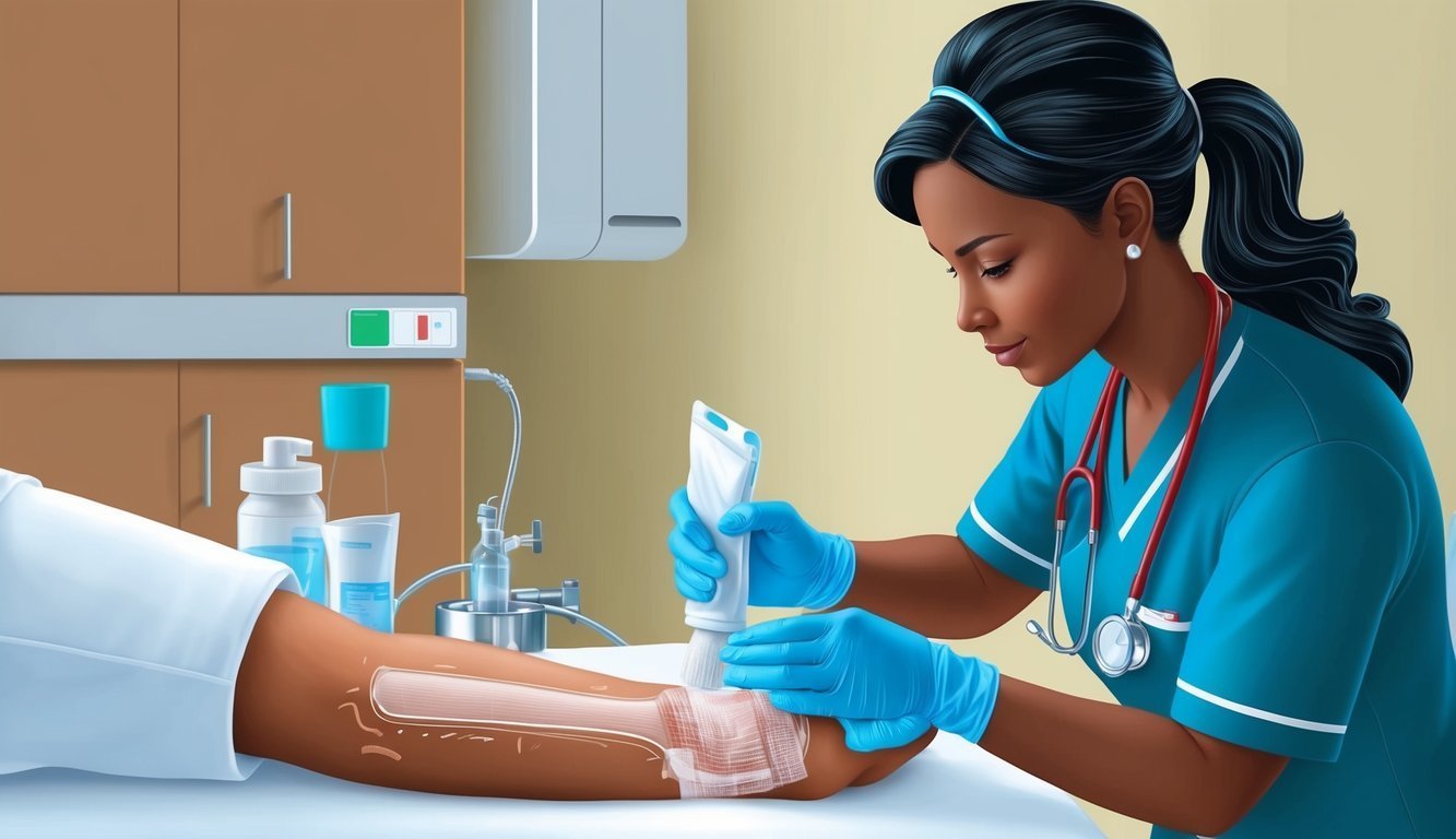 Nurse applying gel to a patient's arm for an ultrasound scan