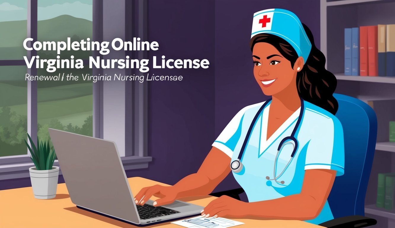 A nurse completing online renewal for their Virginia nursing license