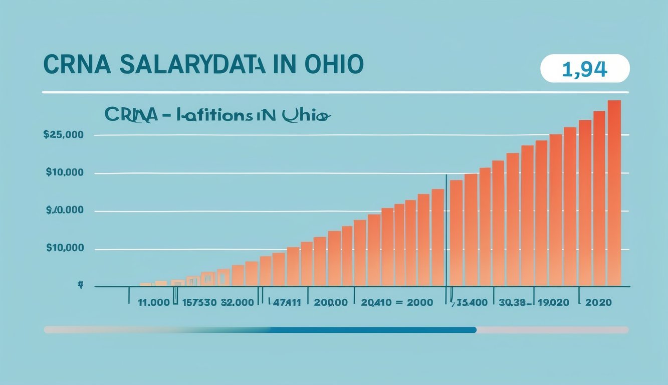 A graph showing CRNA salary data in Ohio, with a clear upward trend