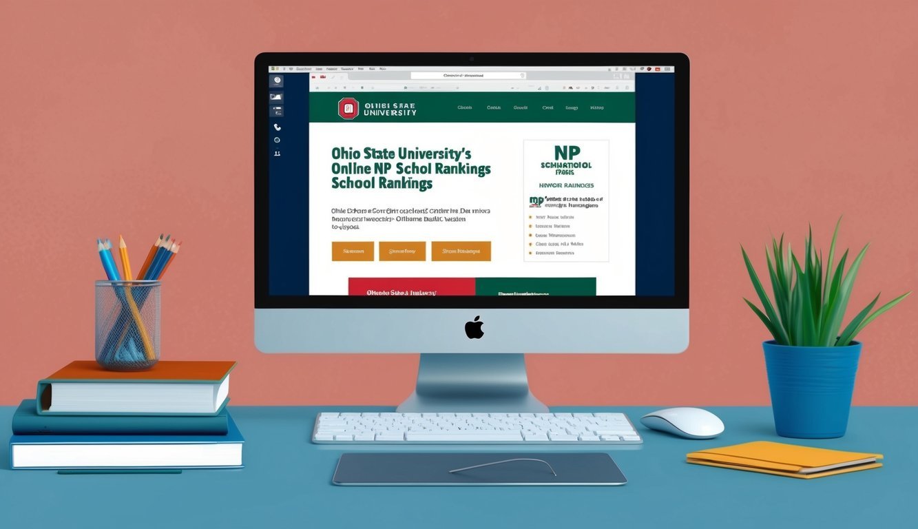 A computer screen displaying Ohio State University's online NP school rankings